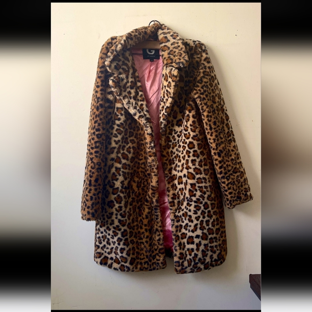 Guess leopard Print Faux Fur Coat